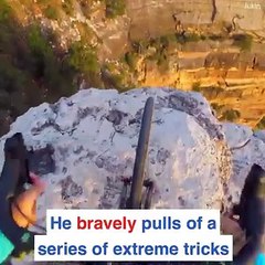 Cyclists Doing Tricks On The Edge Of The Grand Canyon