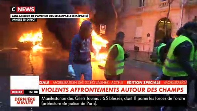 Gilets Jaunes : Regardez en vidéo les images des affrontements dans les différents quartiers de Paris en début de soirée