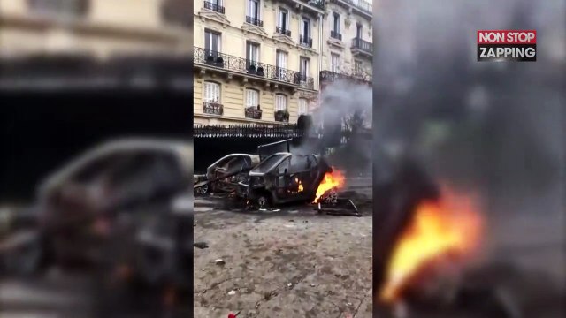 Gilets jaunes : des voitures saccagées et brûlées par les casseurs (vidéo)