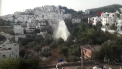 Su Hattı Patladı Sular Metrelerce Yükseğe Böyle Fışkırdı