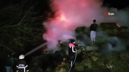 Yüzlerce saman balyası alevlere teslim oldu