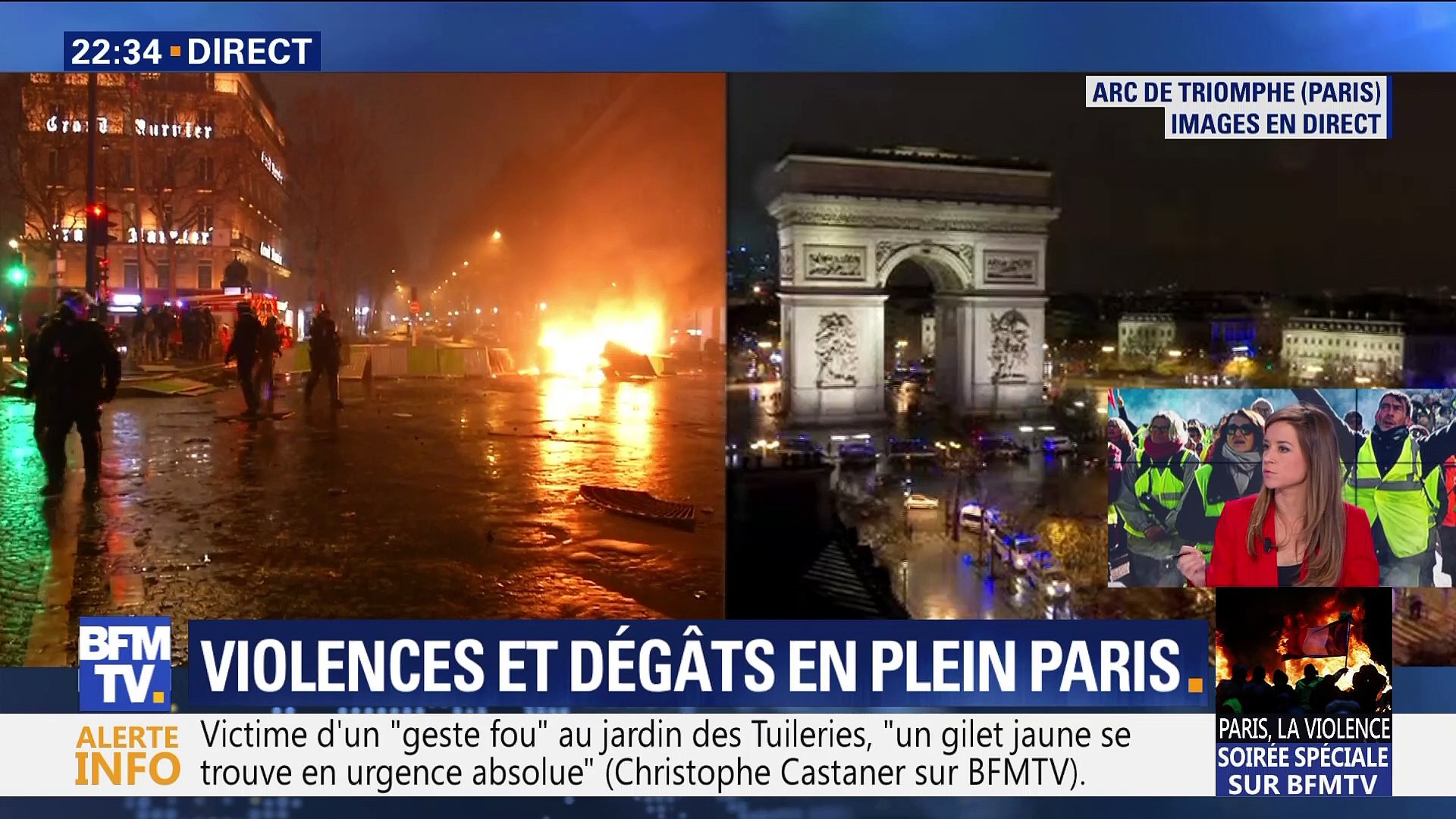 Gilets jaunes: violences et dégâts en plein Paris (2/2) - Vidéo Dailymotion