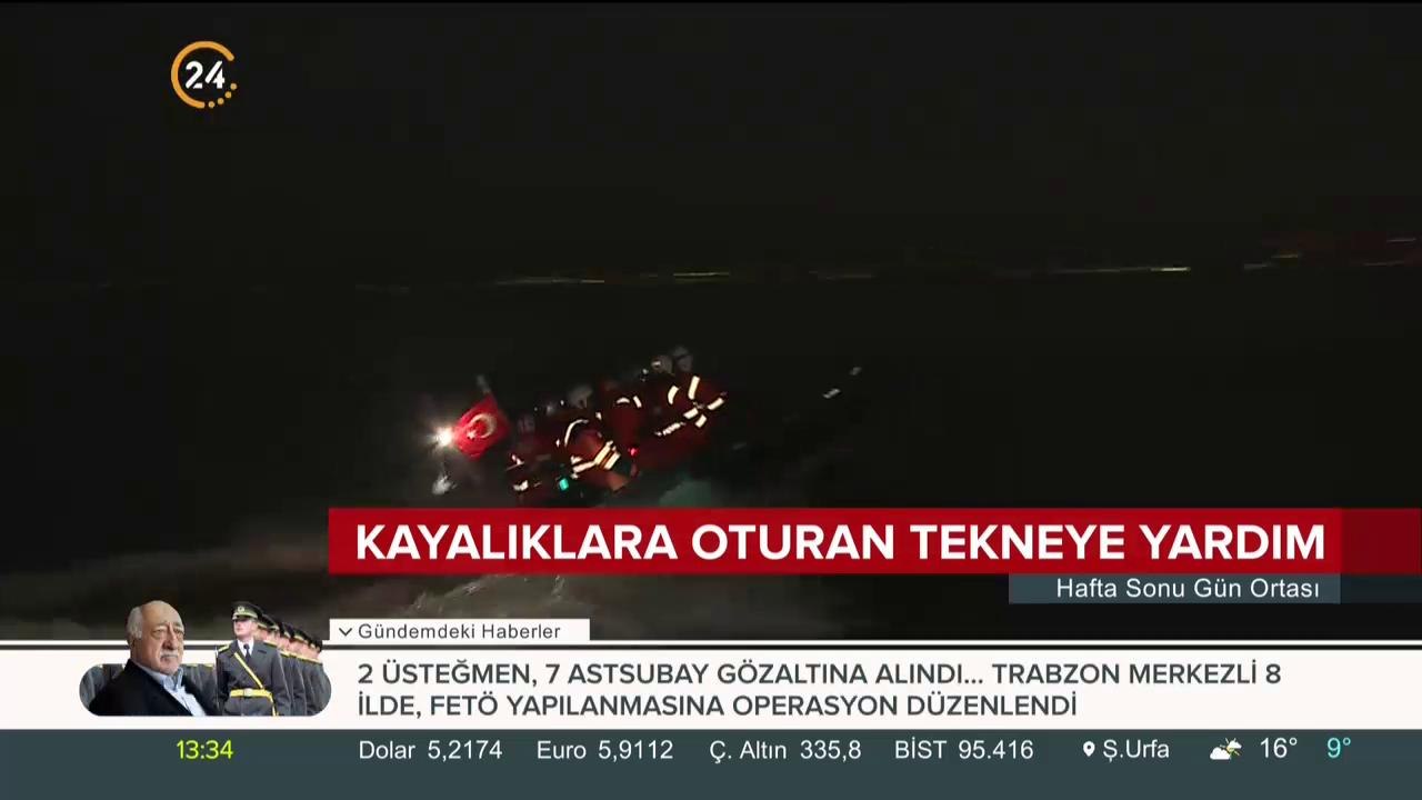 Kayalıklara oturan tekneye yardım