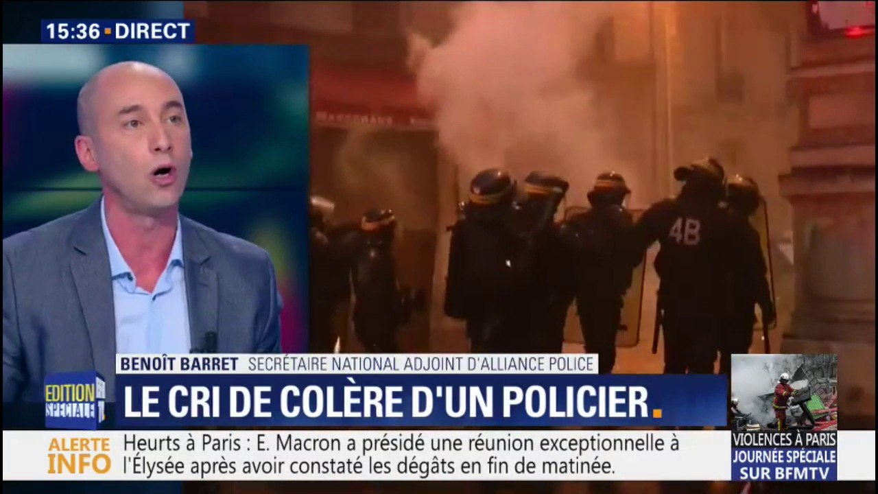 "On va encore envoyer samedi des collègues se faire matraquer?" Un policier scande sa colère sur BFMTV après les violences à Paris