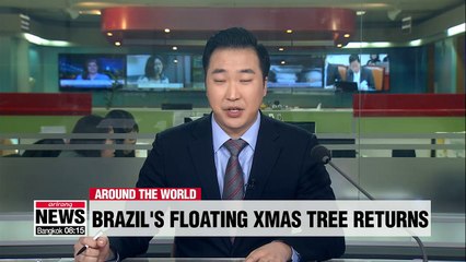 Famous floating 70-meter tall Christmas tree lights up Rio de Janeiro skyline