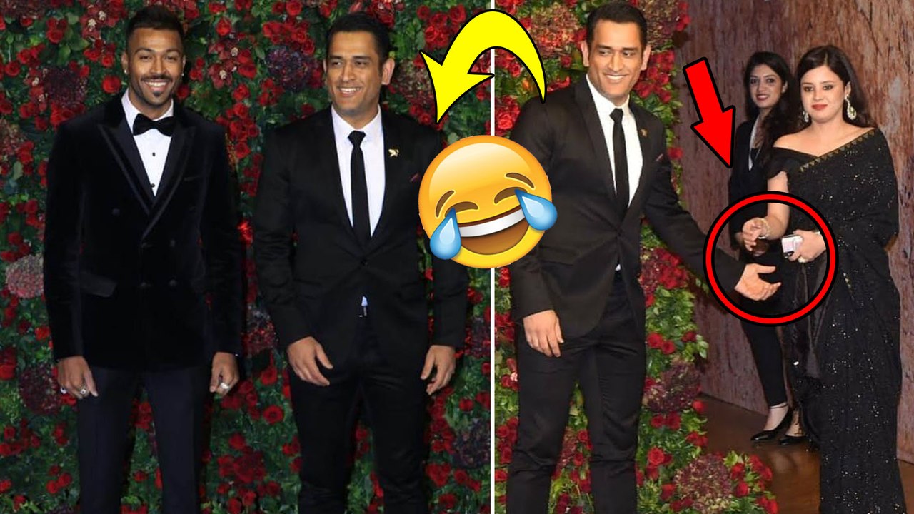 DeepVeer Reception : Dhoni, Hardik Pandya, Sakshi Dhoni Posing For Photographers