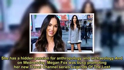 Megan Fox dazzles in a pinstripe blazer dress for Legends Of The Lost press day in NYC