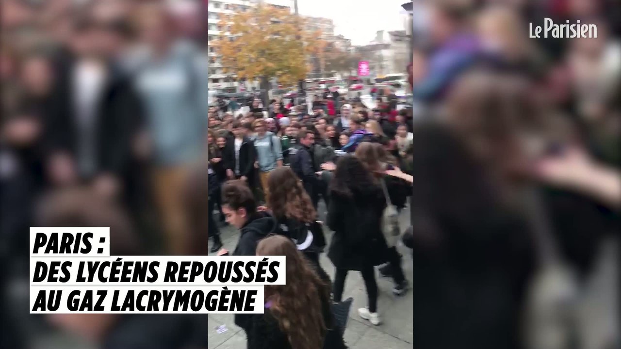 Des lycéens repoussés à l'aide de gaz lacrymogènes devant le lycée Maurice Ravel