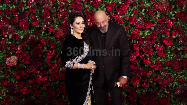 Watch Sanju Baba Entry with Wife Manyata Dutt Attend Deepika and Ranveer Singh Mumbai Reception Party