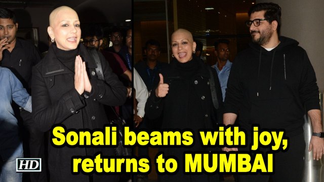 Sonali Bendre beams with joy as she returns to MUMBAI