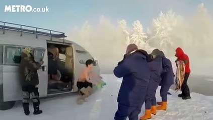 Tourist goes for a swim in -60°C water in Siberia