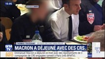 Emmanuel Macron a déjeuné avec des CRS engagés samedi à Paris