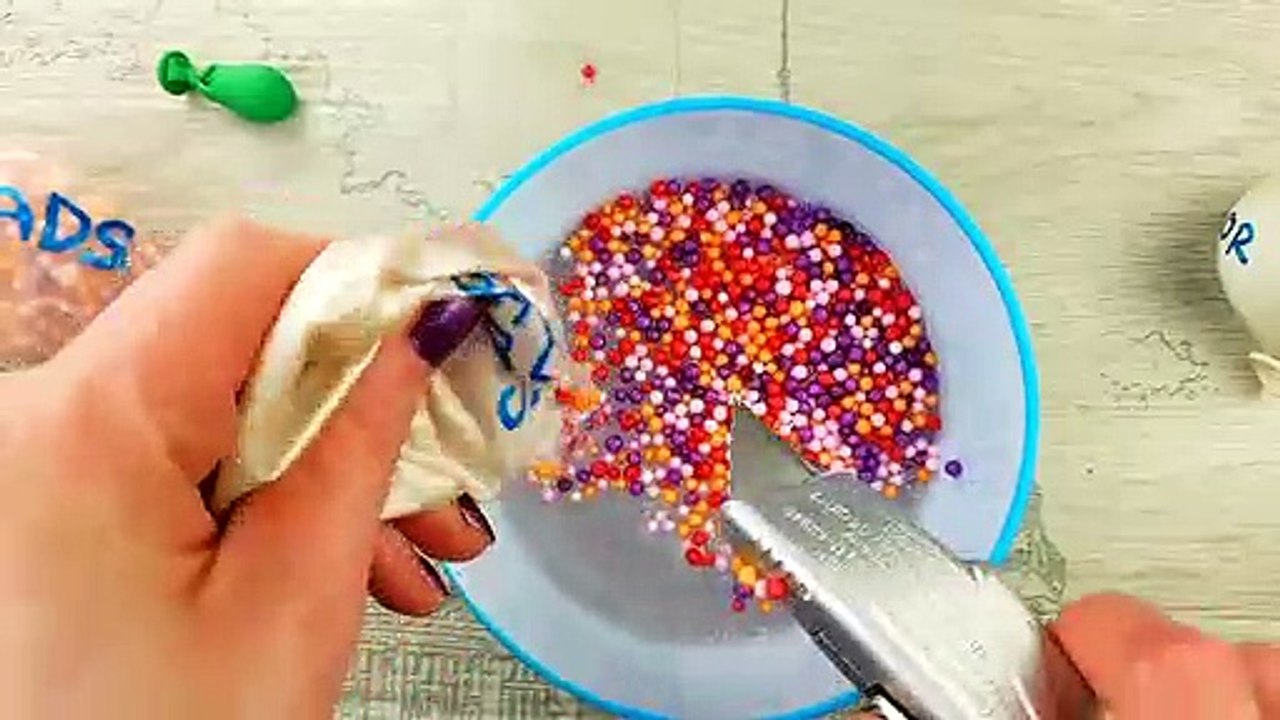 Satisfying Slime - Colorful Bead Slime Making with Balloons