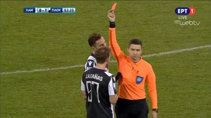 José Cañas Red Card (Second Yellow) 63'  - Lamia vs PAOK 03.12.2018