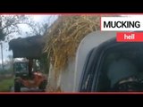 Tractor driver chases hunt saboteurs and tips manure over their van | SWNS TV