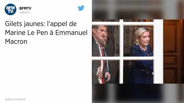 Gilets jaunes: l'appel de Marine Le Pen à Emmanuel Macron