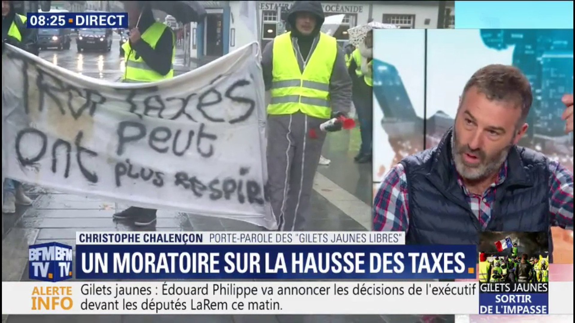 Christophe Chalençon, gilet jaune, sur le moratoire: "Ce n'est pas avec ça  qu'on va faire rentrer les gens chez eux" - Vidéo Dailymotion