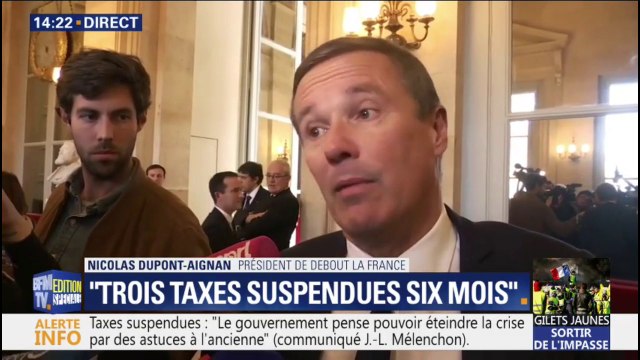 Taxes suspendues: Nicolas Dupont-Aignan plaide pour une annulation définitive des taxes