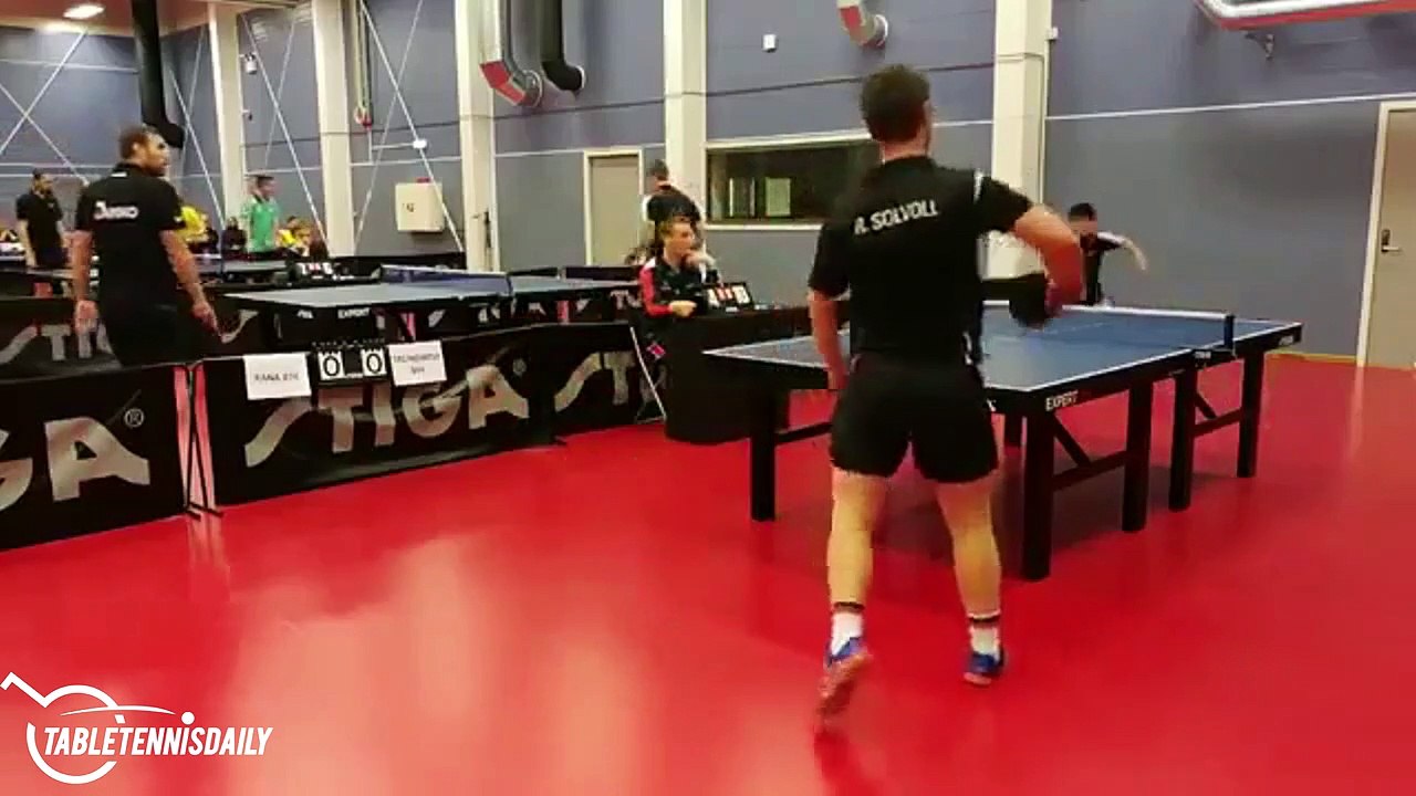 Boy's miraculous table tennis shot