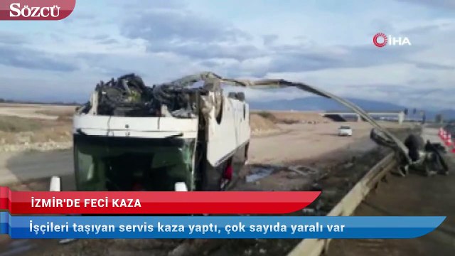 İzmir'de işçileri taşıyan servis kaza yaptı: Çok sayıda yaralı var