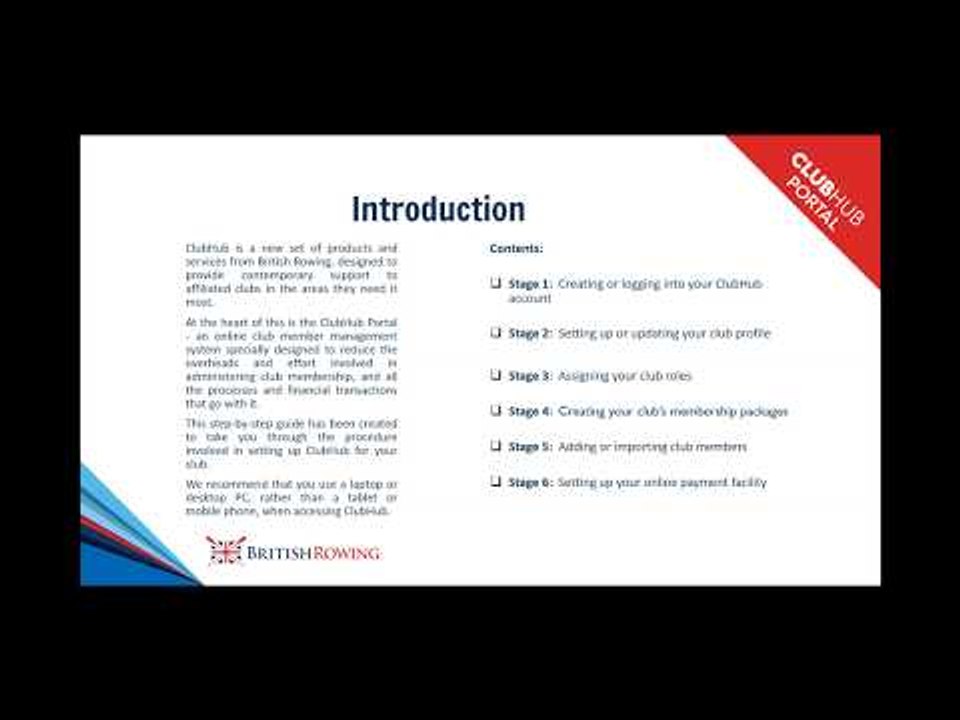 British Rowing ClubHub Portal - Introduction
