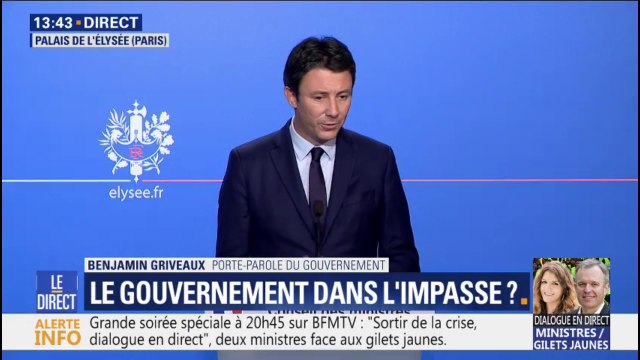 Benjamin Griveaux affirme que le Président a demandé aux forces politiques, syndicales et au patronat de lancer un appel au calme