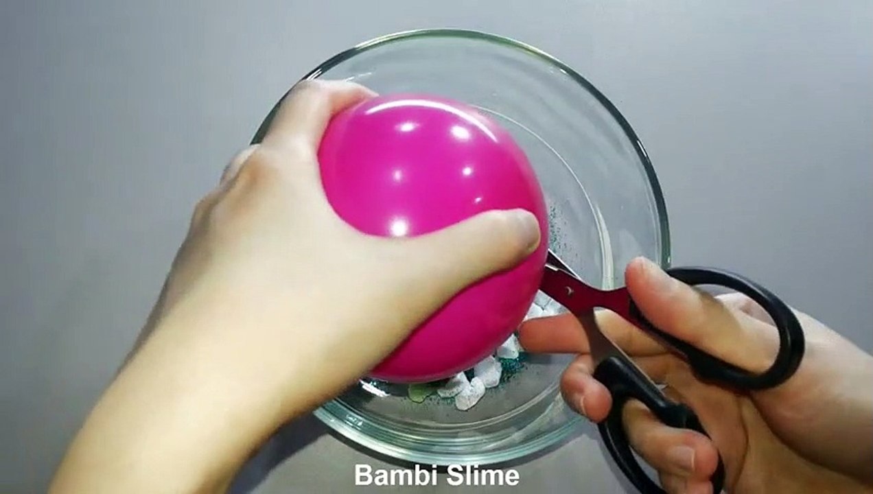 Making Glitter Crunchy Slime With Balloons! Slime Coloring - Satisfying Relaxing ASMR Video