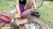 Cooking banana shrimp flower l Salad shrimp in the rice field - Cooking wild