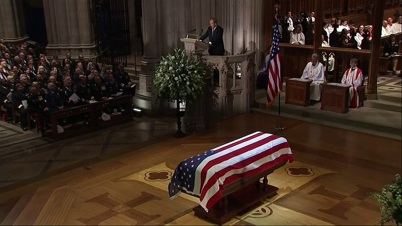 George W Bush bursts into tears after tribute to 'best dad'