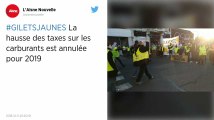 Gilets jaunes : la hausse des taxes sur les carburants est « annulée » pour 2019.