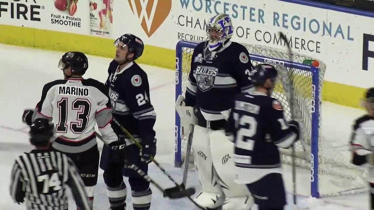 ECHL Brampton Beast 3 at Worcester Railers HC 2 in OT