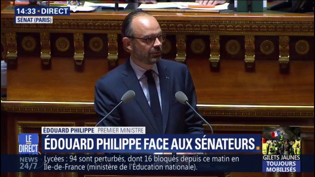 Gilets jaunes: devant le Sénat, Edouard Philippe dit avoir vu la colère monter année après année
