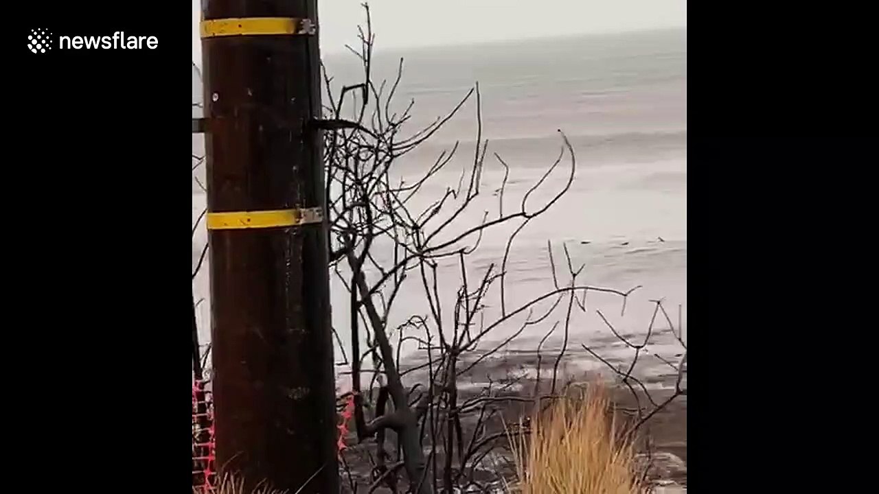 Dreary scenes along Pacific Coast Highway as heavy rains hit Woolsey Fire-ravaged city