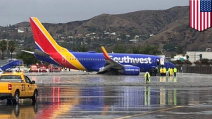 Southwest flight skids off runway at Hollywood Burbank Airport