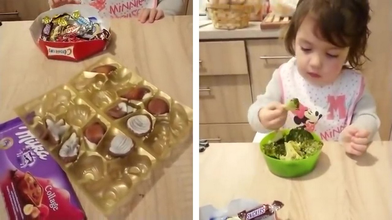 Une petite fille préfère les brocolis au chocolat