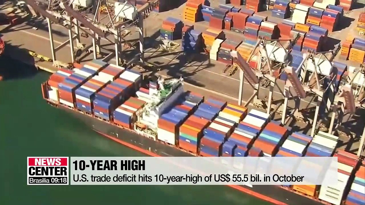 U.S. trade deficit hits 10-year-high of US $55.5 bil. in October