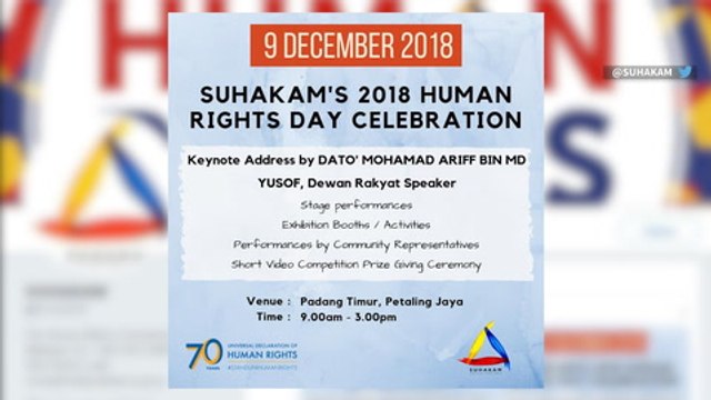 Suhakam moves Human Rights Day celebration to Dec 9
