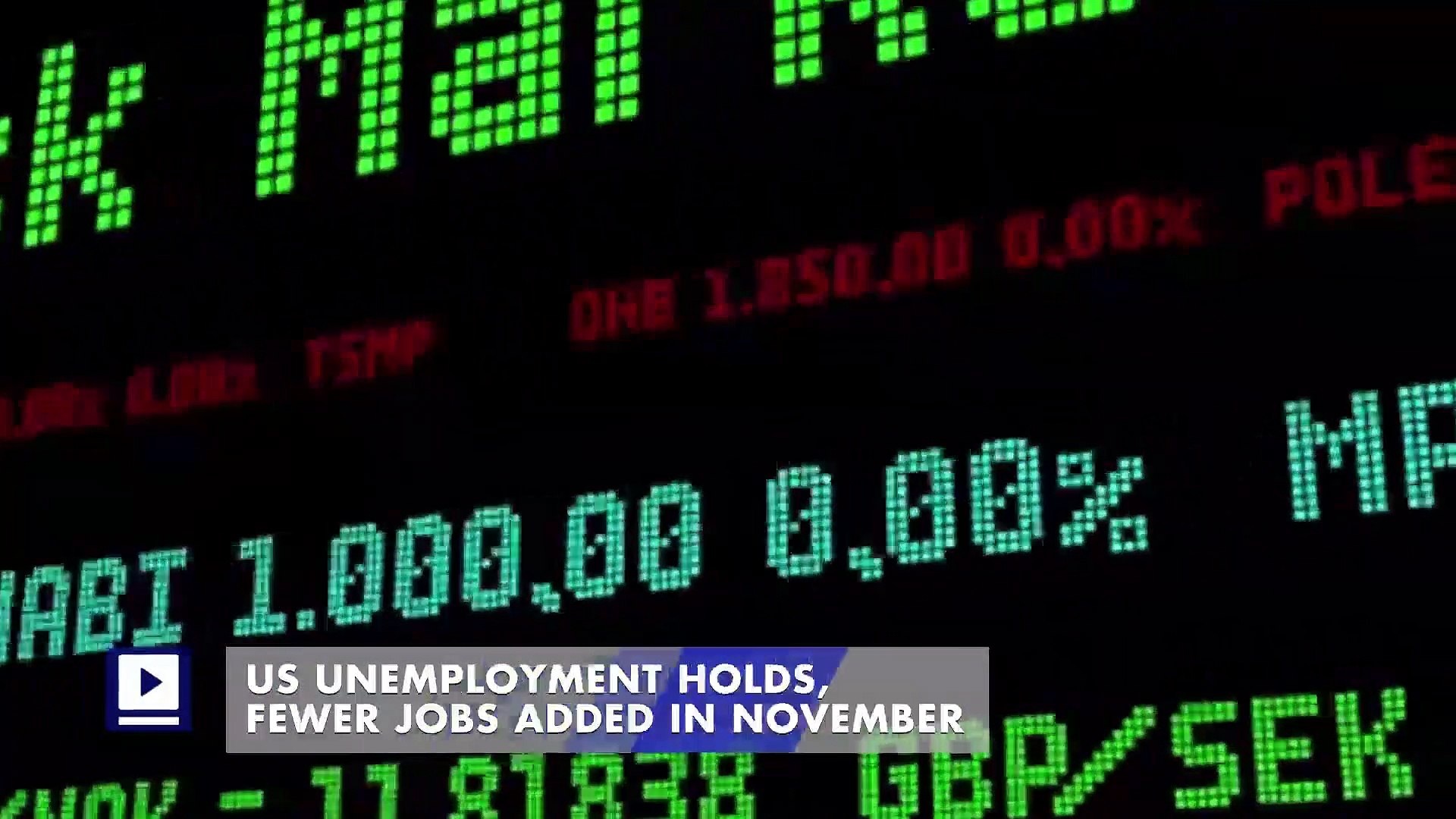 US Unemployment Holds, Fewer Jobs Added in November