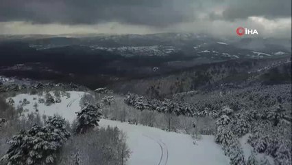 Bozüyük'te Beyaz Örtü...yüksek Kesimlerde Oluşan Kartpostallık Görüntüler Havadan Görüntülendi