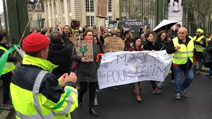 Marcheurs pour le climat et Gilets jaunes main dans la main
