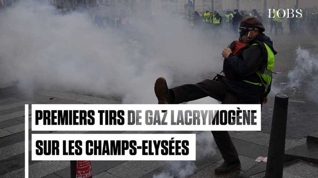 Gilets jaunes , acte 4 : premiers accrochages entre la police et les manifestants sur les Champs-Elysées