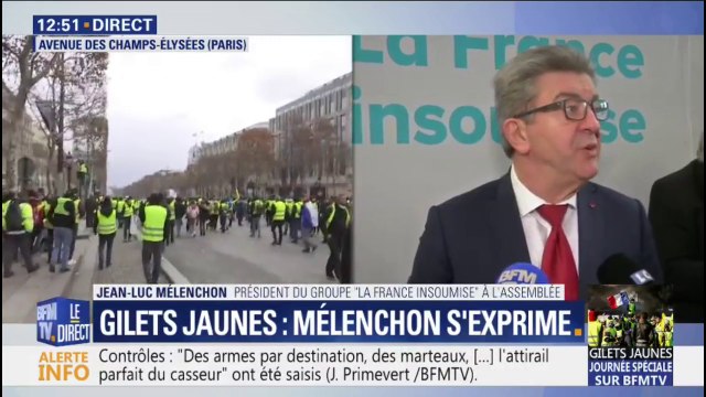 Gilets jaunes: Jean-Luc Mélenchon estime que le calme de la situation marque un échec du pouvoir