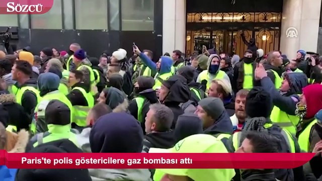 Paris'te polis göstericilere gaz bombası attı