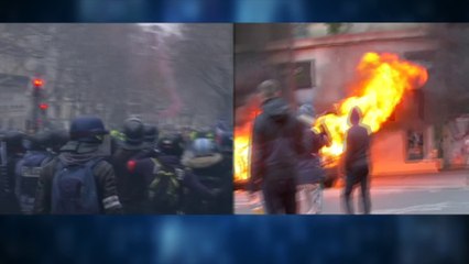 Tải video: Le bras-de-fer entre les casseurs et les forces de l'ordre s'intensifie sur le boulevard de Courcelles