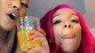 Jade, 6ix9ine's girlfriend, hints that she might be pregnant on her IG Live with Baddie Gi