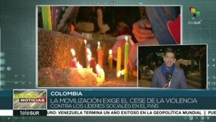 Colombianos realizan velada en plazas públicas por la paz y la vida