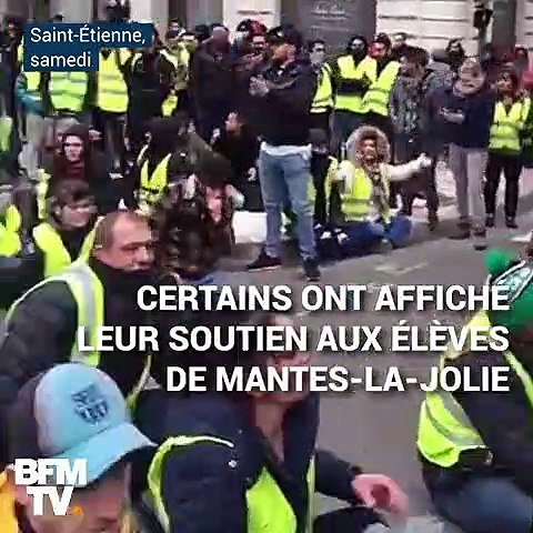 Ces gilets jaunes manifestent à genoux pour soutenir les lycéens de Mantes- La-Jolie - Vidéo Dailymotion