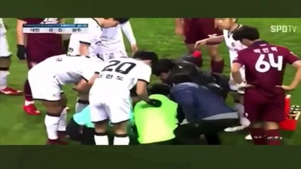 Lesión de Lee Seung mo, del Gwangju FC de Korea, fractura de 3 vértebras en caída
