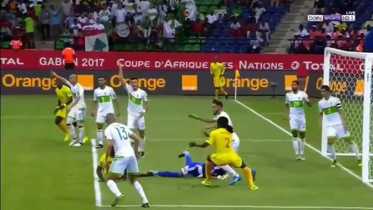 الشوط الاول مباراة  الجزائر و زيمبابوي 2- 2  كاس امم افريقيا 2017