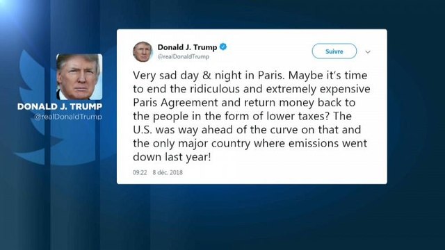 Trump tifa per i gilet gialli: Colpa dell'accordo di Parigi sul clima